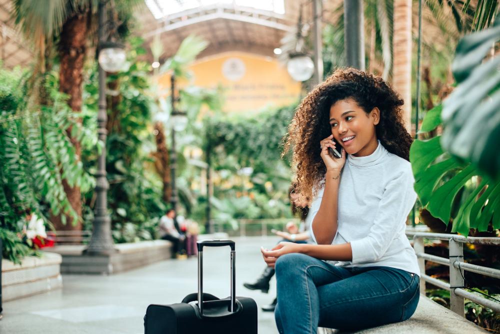 Business traveler on the move